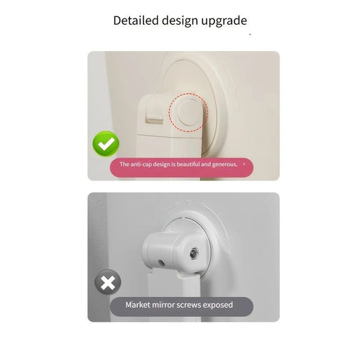 Smart Touch LED Vanity Mirror - 3 Color Dimmable Lights, 270° Adjustable, Rechargeable Desktop Makeup Mirror(pink)