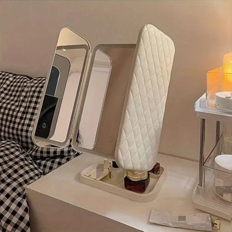 Smart Touch LED Vanity Mirror - 3 Color Dimmable Lights, 270° Adjustable, Rechargeable Desktop Makeup Mirror(white)