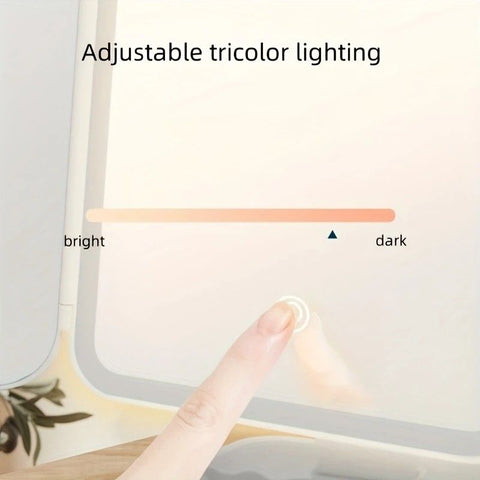 Smart Touch LED Vanity Mirror - 3 Color Dimmable Lights, 270° Adjustable, Rechargeable Desktop Makeup Mirror(white)
