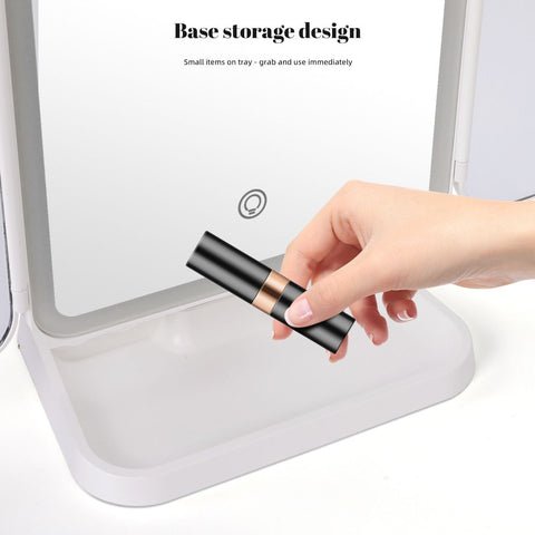 Smart Touch LED Vanity Mirror - 3 Color Dimmable Lights, 270° Adjustable, Rechargeable Desktop Makeup Mirror(white)