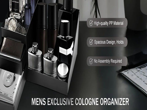 Black Mens Wash Bag & Vanity Organiser | 2 Drawer Acrylic Bathroom Storage for Grooming & Skincare