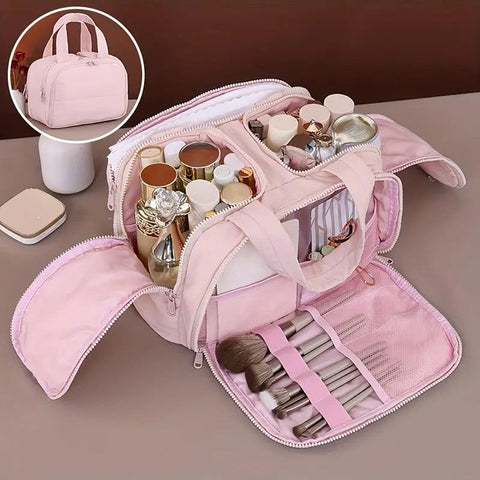 Travel Toiletry & Makeup Bag – Large Capacity Organiser Wash Bag with Compartments(purple)
