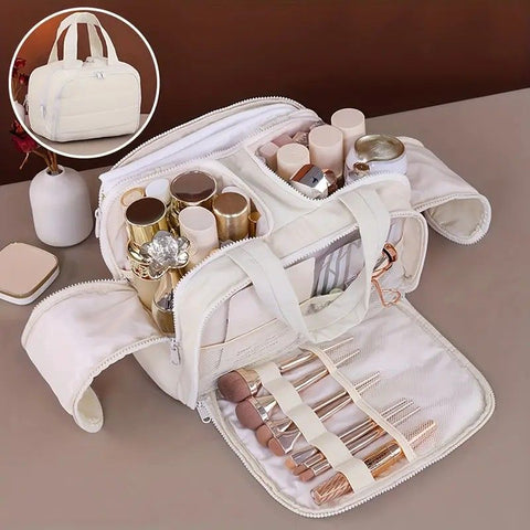 Travel Toiletry & Makeup Bag – Large Capacity Organiser Wash Bag with Compartments(YELLOW)