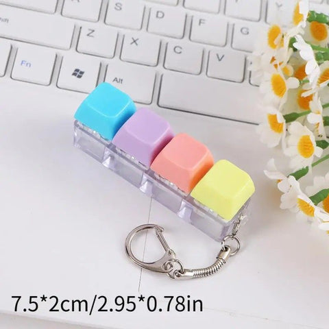 Creative Fingertip Stress Reliever: Keyboard Click Sound Keychain, Colorful Fidget Ring Relaxation Companion（9 key）