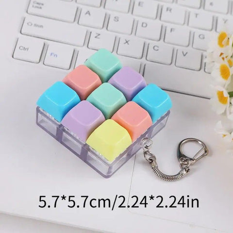 Creative Fingertip Stress Reliever: Keyboard Click Sound Keychain, Colorful Fidget Ring Relaxation Companion（9 key）