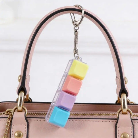 Creative Fingertip Stress Reliever: Keyboard Click Sound Keychain, Colorful Fidget Ring Relaxation Companion（9 key）