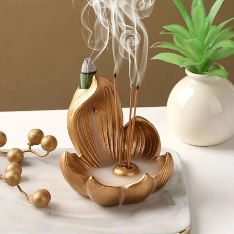 One lotus-shaped incense cone, a multifunctional home decoration piece, suitable for yoga and meditation.（black)