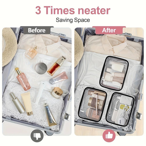 2PCS Fashionable PVC makeup bag, large capacity and easy to clean, with zipper closure. Ideal for travel and daily use, a high-quality storage choice.