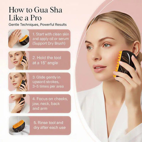 Dual-Sided Lymphatic Massage Brush: Silicone Boosts Circulation, Gua Sha Lifts, Wet & Dry Use, Essential Home Sculpting Tool(Deep wood grain)
