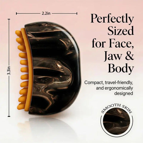 Dual-Sided Lymphatic Massage Brush: Silicone Boosts Circulation, Gua Sha Lifts, Wet & Dry Use, Essential Home Sculpting Tool(Deep wood grain)