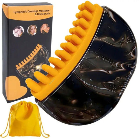 Dual-Sided Lymphatic Massage Brush: Silicone Boosts Circulation, Gua Sha Lifts, Wet & Dry Use, Essential Home Sculpting Tool(Deep wood grain)