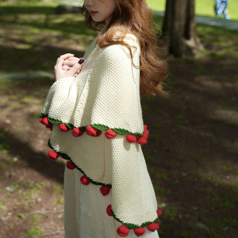 99 Roses Hand-Crocheted Bouquet Blanket: A Versatile Emblem of Eternal Romance, Offering Gentle Warmth Through Every Season（Red rose on white background）