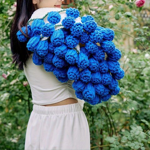 Hand-Crocheted Rose Round Blanket: A versatile romantic gift that brightens everyday warmth. (Diameter: 110 CM / 43.3 IN,PINKue)