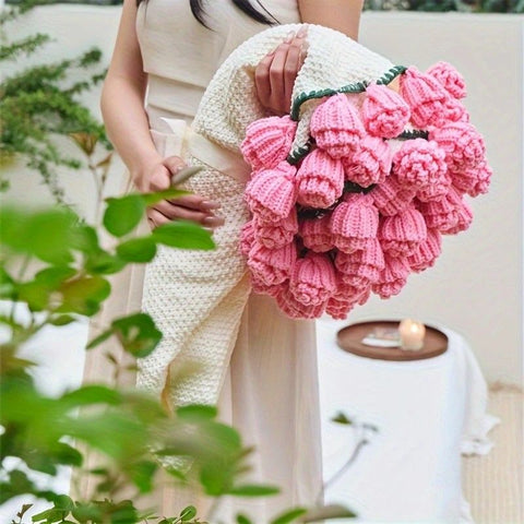 Hand-Crocheted Rose Round Blanket: A versatile romantic gift that brightens everyday warmth. (Diameter: 110 CM / 43.3 IN, bean paste)
