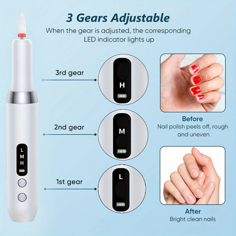 Pink   Wireless Charging Nail Drill, 3-Speed Adjustable, Professional-Level Care in One Tool
