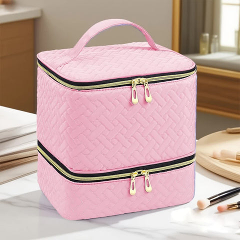 Green Double‑layer woven storage, scientifically organized with large capacity—Professional Nail Tool Carry‑on Bag, keeping tools perfectly ordered.