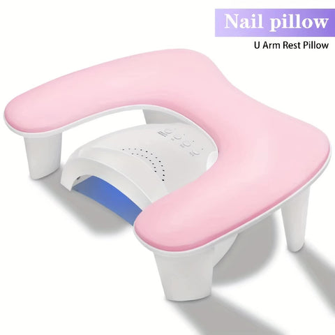 Grey This handheld nail care device integrates a U-shaped pillow and comes with a portable detachable stand. Designed with an inclined PU material and a sturdy base, it is crafted for both comfort and portability.