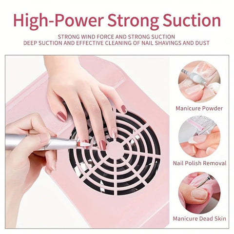 Nail Dust Collector: USB-Powered, Strong Suction, One-Touch Operation, Say Goodbye to Dust Troubles.WHITE
