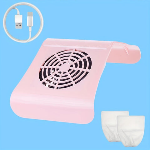 Nail Dust Collector: USB-Powered, Strong Suction, One-Touch Operation, Say Goodbye to Dust Troubles.WHITE