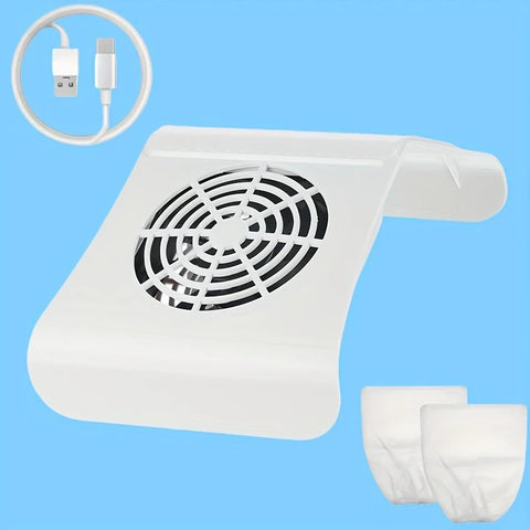 Nail Dust Collector: USB-Powered, Strong Suction, One-Touch Operation, Say Goodbye to Dust Troubles.GREEN