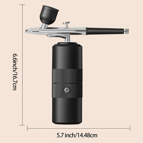 Black Portable Wireless Airbrush Kit, Versatile for Nail Art, Painting, Makeup, and Model Making