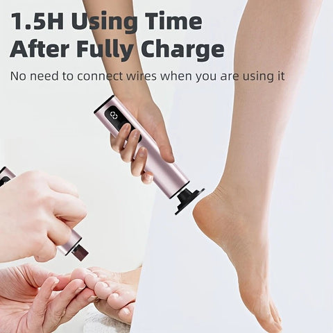 rose gold  Electric Foot File: 3-Speed Adjustable Nano-Level Filing, Type-C Fast Charge, Long Battery Life, Washable & Replaceable Heads, At-Home & Travel Foot Renewal Care
