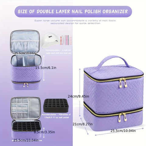 BLACK  Double‑layer woven storage, scientifically organized with large capacity—Professional Nail Tool Carry‑on Bag, keeping tools perfectly ordered.