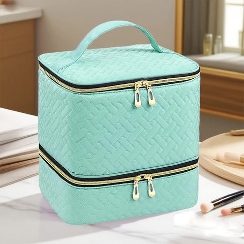 BLACK  Double‑layer woven storage, scientifically organized with large capacity—Professional Nail Tool Carry‑on Bag, keeping tools perfectly ordered.
