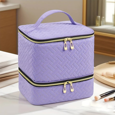 BLACK  Double‑layer woven storage, scientifically organized with large capacity—Professional Nail Tool Carry‑on Bag, keeping tools perfectly ordered.