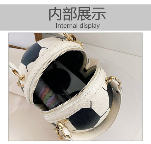 Soccer Theme Ladies Handbag, PU Material, Hand Carry Shoulder Crossbody Three Ways, Daily Outing Versatile Fashion(black)