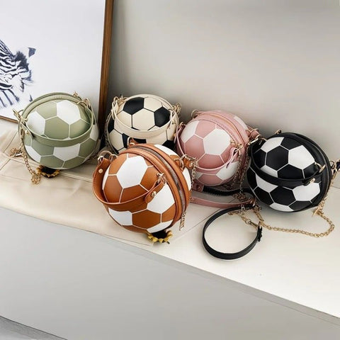 Soccer Theme Ladies Handbag, PU Material, Hand Carry Shoulder Crossbody Three Ways, Daily Outing Versatile Fashion(PINK)