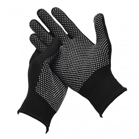 10 pairs Nylon Dot Grip Work Gloves – 13-Gauge PVC Dots Safety Gloves for Construction, Electrical & Handling, Breathable Knit, Non-Slip(black)