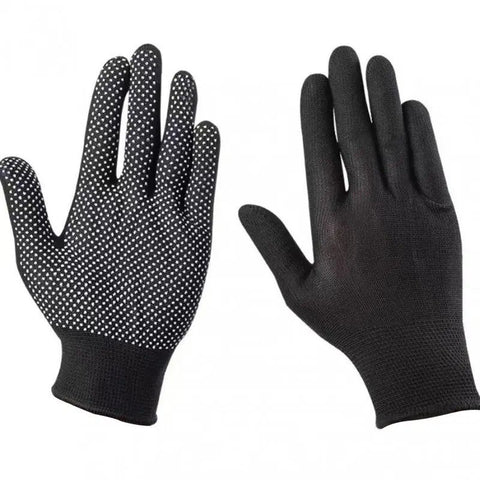 10 pairs Nylon Dot Grip Work Gloves – 13-Gauge PVC Dots Safety Gloves for Construction, Electrical & Handling, Breathable Knit, Non-Slip(black)