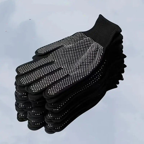 10 pairs Nylon Dot Grip Work Gloves – 13-Gauge PVC Dots Safety Gloves for Construction, Electrical & Handling, Breathable Knit, Non-Slip(grey)