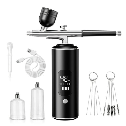 Pink Portable Wireless Airbrush Kit, ideal for nail art, painting, cake decoration, and makeup. Rechargeable design, perfect for both amateurs and professionals.