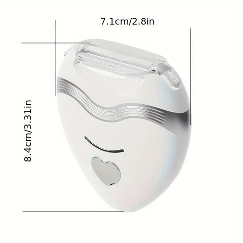 WHITE  3-in-1 Women's Electric Hair Remover, suitable for both dry and wet use. Designed for bikini, eyebrows, face, and underarms. Portable, rechargeable, cordless, gentle yet effective.