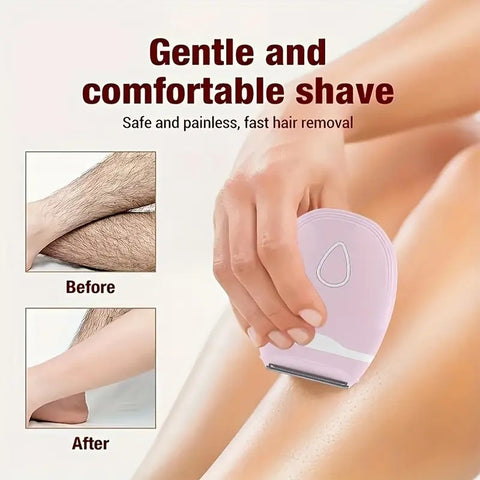 GREEN  Women's Electric Hair Remover, Portable Shaver, suitable for bikini line, legs, and underarms, with detachable blade head.