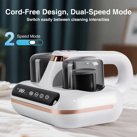 Wireless Intelligent Anti-Mite Cleaner: 10000Pa Super Suction, Dual Washable Dust Cups