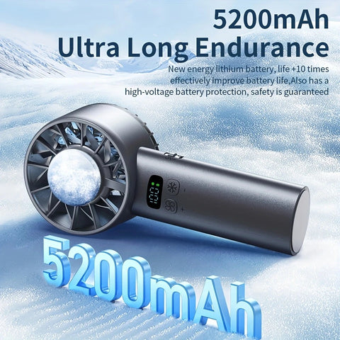 Hurricane Ice-Bag High-Speed Fan｜100-Speed Adjustable, Second-Level Cooling, Lightweight and Portable Summer Travel Essential.BLACK