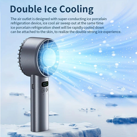 Hurricane Ice-Bag High-Speed Fan｜100-Speed Adjustable, Second-Level Cooling, Lightweight and Portable Summer Travel Essential.BLACK