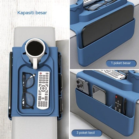 Sofa Cup Holder for Home & Dorm, Armrest Tray Multifunctional Creative Cup Rack, Perfect Thoughtful Holiday Gift for Family.BLUE