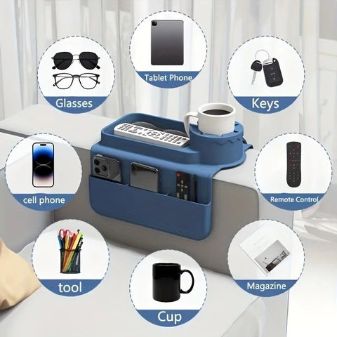 Sofa Cup Holder for Home & Dorm, Armrest Tray Multifunctional Creative Cup Rack, Perfect Thoughtful Holiday Gift for Family.BLUE