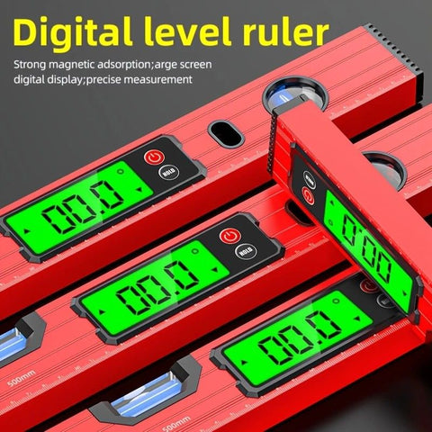 500mm Digital Level with Backlit LCD Display, Strong Magnetic Base, and Heavy-Duty Aluminum Alloy Material