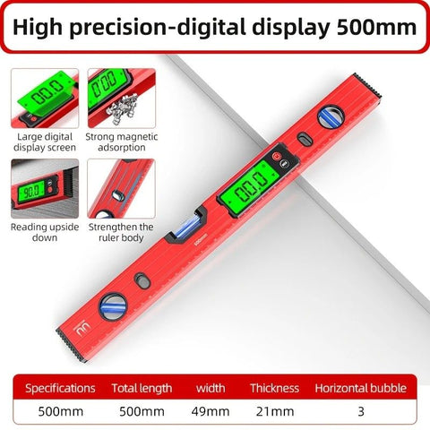 300mm Digital Level with Backlit LCD Display, Strong Magnetic Base, and Heavy-Duty Aluminum Alloy Material