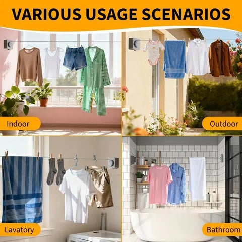 Retractable Invisible Clothesline | Freely Extends to 4.2 Meters, Holds Up to 40 Pounds, Suitable for Balcony Bathroom Outdoor Use, Essential for Small Spaces(grey)