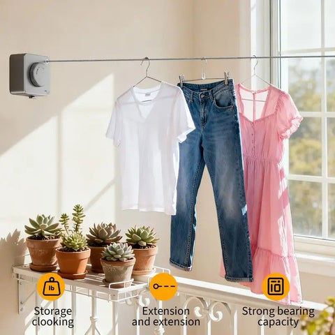 Retractable Invisible Clothesline | Freely Extends to 4.2 Meters, Holds Up to 40 Pounds, Suitable for Balcony Bathroom Outdoor Use, Essential for Small Spaces(grey)