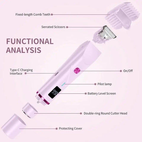 Women's Electric Dual Head Hair Remover – Double Ring Blade for Efficient Hair Removal, Fine Trimming Blade for Detailed Grooming, IPX7 Full Body Waterproof, Safe and Painless（pink)