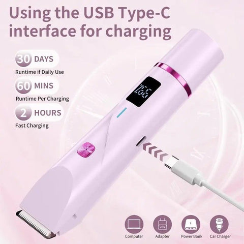 Women's Electric Dual Head Hair Remover – Double Ring Blade for Efficient Hair Removal, Fine Trimming Blade for Detailed Grooming, IPX7 Full Body Waterproof, Safe and Painless(BLUE)