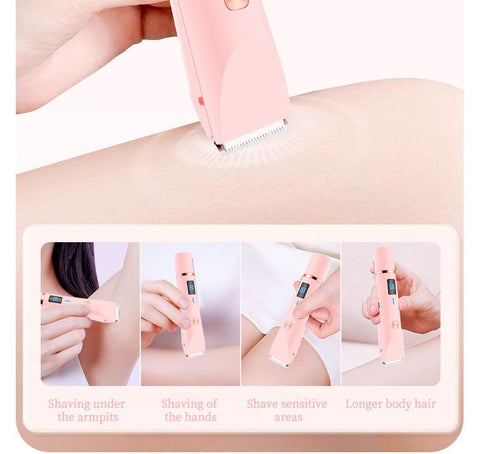 Women's Electric Dual Head Hair Remover – Double Ring Blade for Efficient Hair Removal, Fine Trimming Blade for Detailed Grooming, IPX7 Full Body Waterproof, Safe and Painless(BLUE)