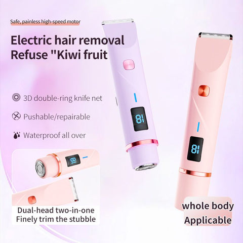 Women's Electric Dual Head Hair Remover – Double Ring Blade for Efficient Hair Removal, Fine Trimming Blade for Detailed Grooming, IPX7 Full Body Waterproof, Safe and Painless(BLUE)